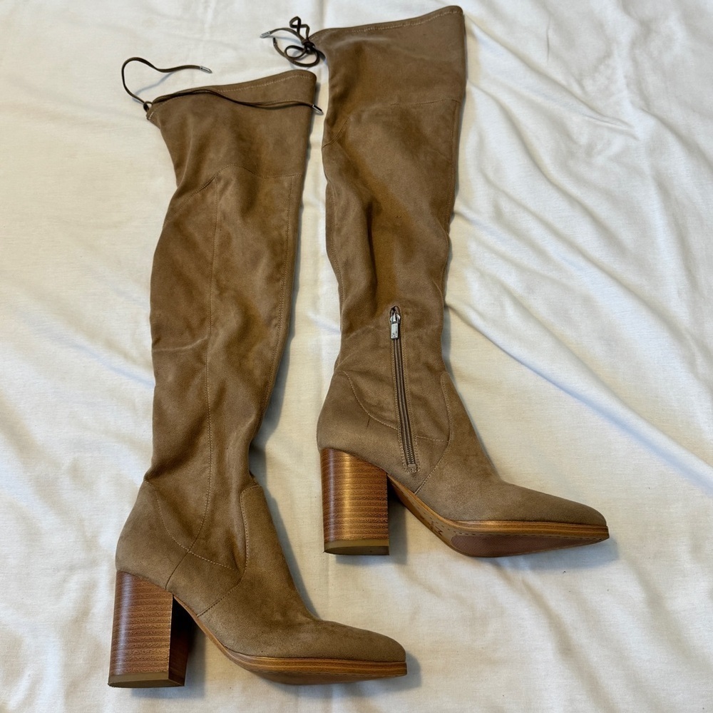 MARC FISHER Women's 7 Arletta Over‎ The Knee Suede Tan Tall Boots Boho Festival